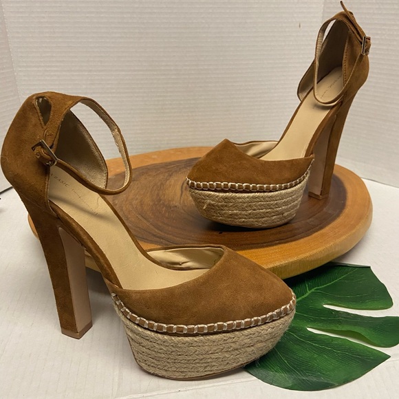 Zara Soft Suede Espadrilles platform Ankle Strap Heels - Picture 1 of 13